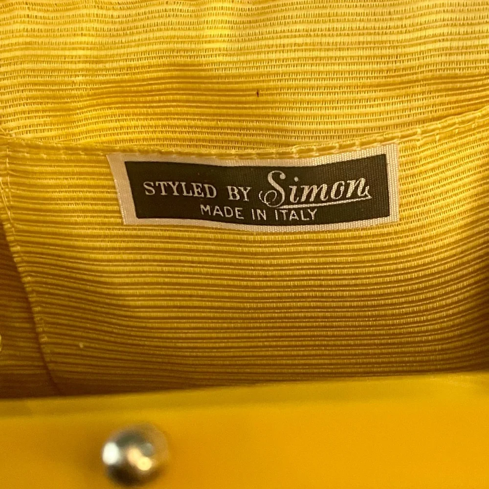 Vintage 60’s BAKELITE MOD YELLOW  Beaded Italian HANDBAG - Picture 8 of 9